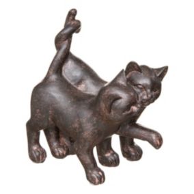 Statuette "Couple chatons" - résine - H15 cm - Marron- Atmosphera