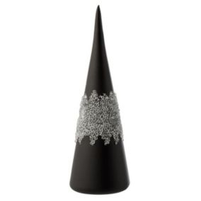 Statuette Déco "Cône Glace Diamant" 28cm Noir