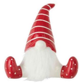 Statuette Déco "Père Noël Assis" 19cm Rouge & Blanc