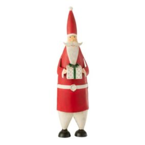 Statuette Déco Père Noël "Cadeau" 44cm Rouge