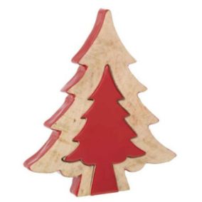 Statuette Déco "Puzzle Arbre de Noël" 30cm Rouge