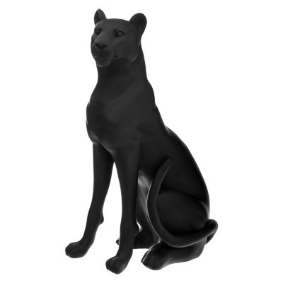 Statut décorative panthère assise H.61,5 cm résine noire Atmosphera