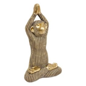 Statut singe yoga H18cm - Noir- Atmosphera
