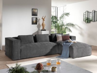 Stella - canapé d'angle droit en velours côtelé - 4 places -style contemporain - Lisa Design