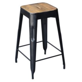 STEVE - Tabouret Industriel Bois et Acier H64cm