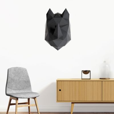 Sticker 3D origami rhinocéros noir 40 x 25 cm