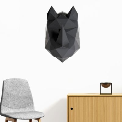 Sticker 3D origami rhinocéros noir 70 x 45 cm