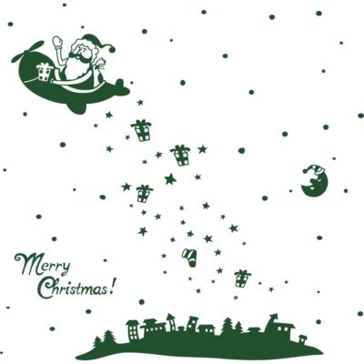 Autocollant Mural Père Noël Et Bonhomme De Neige - PVC Amovible, 29,5x29,5 Cm - Décoration De Noël Pour Vitre, Mur, Frigo