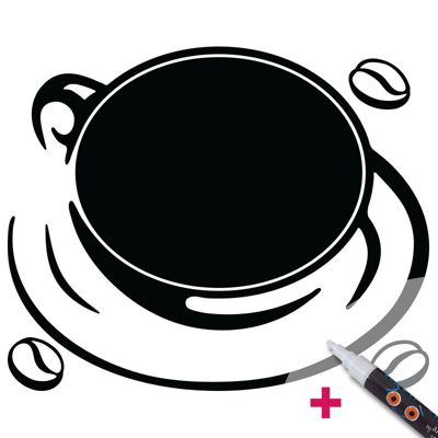 Sticker ardoise tableau noir - stickers muraux adhésif effaçable - CAFÉ CHIC + CRAIE LIQUIDE BLANCHE - 65x80cm
