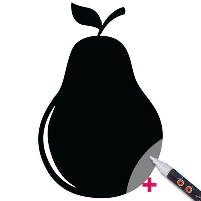 Sticker ardoise tableau noir - stickers muraux adhésif effaçable - POIRE + CRAIE LIQUIDE BLANCHE - 135X85cm