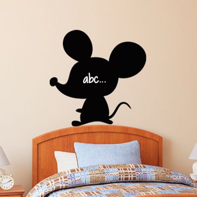 Sticker ardoise tableau noir - stickers muraux adhésif effaçable - SILHOUETTE PETITE SOURIS - 55x55cm