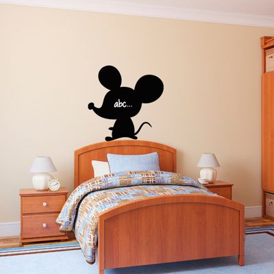 Sticker ardoise tableau noir - stickers muraux adhésif effaçable - SILHOUETTE PETITE SOURIS - 55x55cm