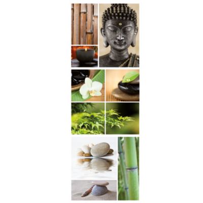 Sticker autocollant déco zen 68x24cm avec Bouddha, Orchidée, Bambou ...