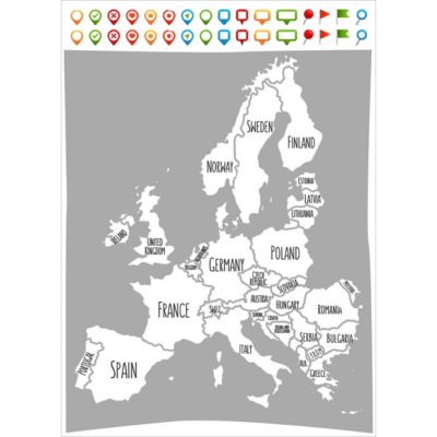 Sticker décoratif autocollant Europe, 48x68cm - Amusez-vous en collant ...