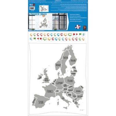 Sticker décoratif autocollant Europe, 48x68cm - Amusez-vous en collant ...