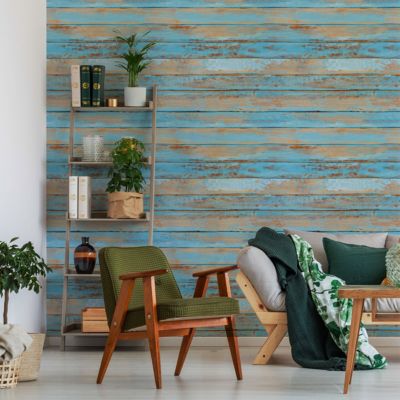 Sticker effet papier peint - BOIS VINTAGE BLEU - 50x50cm | Castorama