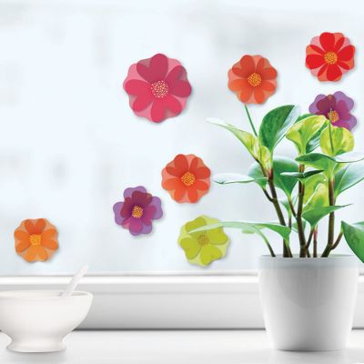 Décalques de surface miroir Plante de mise en pot 3D Fleur Vase Stickers  muraux