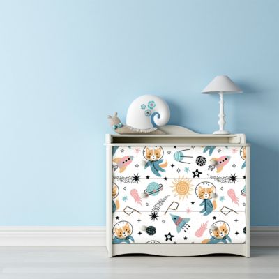 Sticker meuble enfant animaux dans l'espace 40 x 60 cm