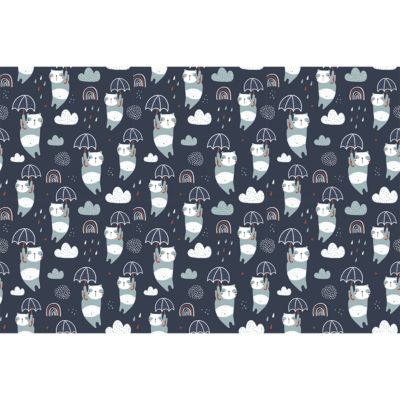 Sticker meuble pour enfant pandas et le parapluie magique 40 x 60 cm