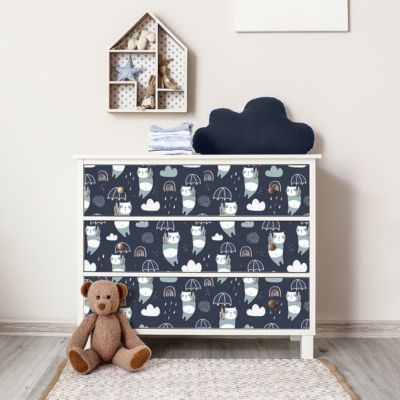Sticker meuble pour enfant pandas et le parapluie magique 40 x 60 cm