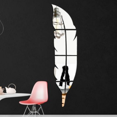 Sticker miroir plume 120 x 30 cm - Autocollants stickers adhésifs effet miroir