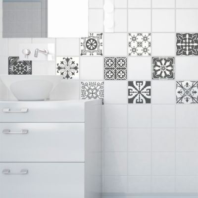 Sticker Mural Carrelage adhésif Cuisine Salle de Bain - 15 STICKERS CARREAUX DE CIMENT NAPOLI - 15stickers20x20cm