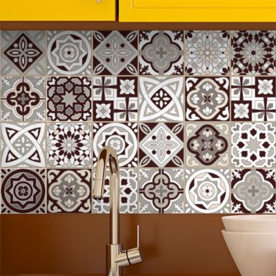 Sticker Mural Carrelage adhésif Cuisine Salle de Bain - 24 STICKERS CARREAUX DE CIMENT AMAZONAS - 24stickers10x10cm