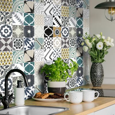 Sticker Mural Carrelage adhésif Cuisine Salle de Bain - 24 STICKERS CARREAUX DE CIMENT AUTHENTIQUES DANIELITA - 24stickers20x20cm
