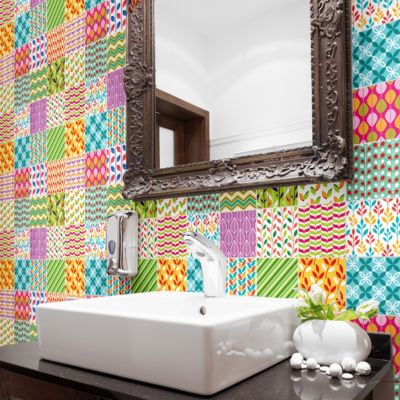Sticker Mural Carrelage adhésif Cuisine Salle de Bain - 24 STICKERS CARREAUX DE CIMENT AZULEJOS ANDREZ - 24stickers10x10cm