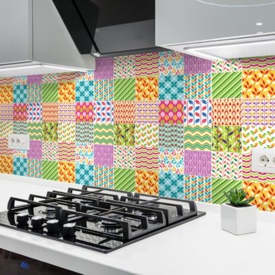Sticker Mural Carrelage adhésif Cuisine Salle de Bain - 24 STICKERS CARREAUX DE CIMENT AZULEJOS ANDREZ - 24stickers10x10cm