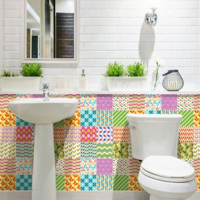 Sticker Mural Carrelage adhésif Cuisine Salle de Bain - 24 STICKERS CARREAUX DE CIMENT AZULEJOS ANDREZ - 24stickers10x10cm