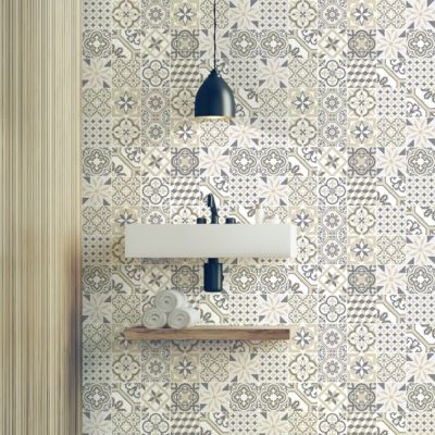 Sticker Mural Carrelage adhésif Cuisine Salle de Bain - 24 STICKERS CARREAUX DE CIMENT AZULEJOS FLORIANTIONA - 24stickers20x20cm