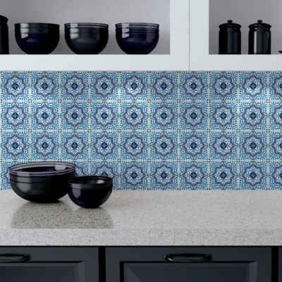 Sticker Mural Carrelage adhésif Cuisine Salle de Bain - 24 STICKERS CARREAUX DE CIMENT AZULEJOS HENRIQUE - 24stickers15x15cm