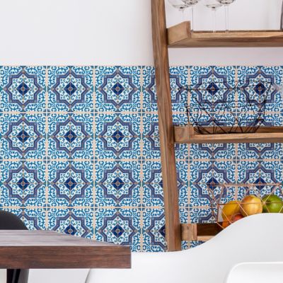 Sticker Mural Carrelage adhésif Cuisine Salle de Bain - 24 STICKERS CARREAUX DE CIMENT AZULEJOS HENRIQUE - 24stickers15x15cm