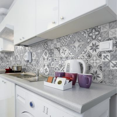 Sticker Mural Carrelage adhésif Cuisine Salle de Bain - 24 STICKERS CARREAUX DE CIMENT AZULEJOS MICALINA - 24stickers10x10cm