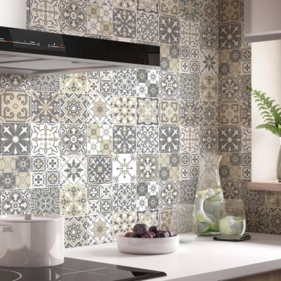 YRHome Lot De 10 Feuilles D'autocollants 3D En PVC Pour Carrelage Mural - 34 X 29 Cm - Autocollant - Pour Cuisine Et Salle De Bain - Type A