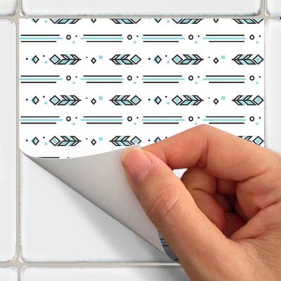 Sticker Mural Carrelage adhésif Cuisine Salle de Bain - 24 STICKERS CARREAUX DE CIMENT ETHNIQUE ODINA - 24stickers15x15cm