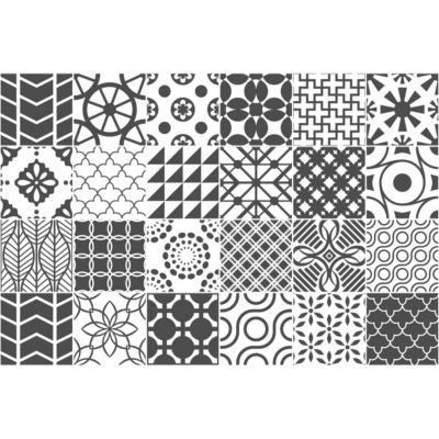 Sticker Mural Carrelage adhésif Cuisine Salle de Bain - 24 STICKERS CARREAUX DE CIMENT NUANCES DE GRIS LINDOS - 24stickers20x20cm