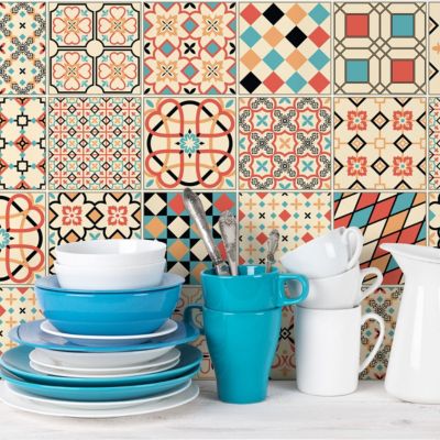 Sticker Mural Carrelage adhésif Cuisine Salle de Bain - 24 STICKERS CARRELAGES AZULEJOS AMINA - 24stickers15x15cm