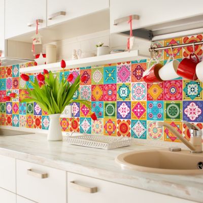 Sticker Mural Carrelage adhésif Cuisine Salle de Bain - 24 STICKERS CARRELAGES AZULEJOS FILILANA - 24stickers15x15cm