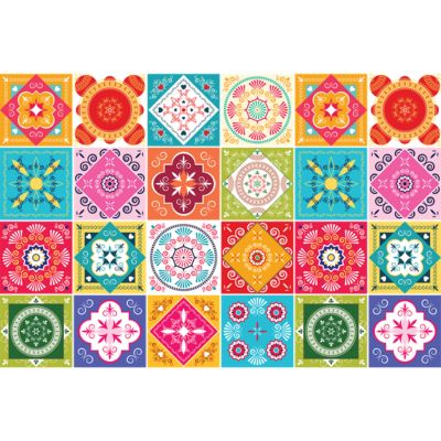 Sticker Mural Carrelage adhésif Cuisine Salle de Bain - 24 STICKERS CARRELAGES AZULEJOS FILILANA - 24stickers15x15cm