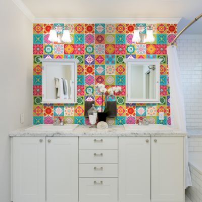 Sticker Mural Carrelage adhésif Cuisine Salle de Bain - 24 STICKERS CARRELAGES AZULEJOS FILILANA - 24stickers15x15cm