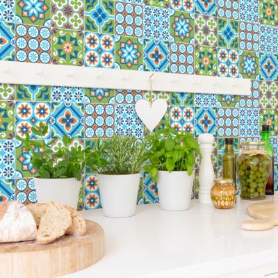 Sticker Mural Carrelage adhésif Cuisine Salle de Bain - 24 STICKERS CARRELAGES AZULEJOS SABRIENA - 24stickers15x15cm