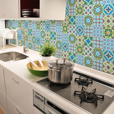 Sticker Mural Carrelage adhésif Cuisine Salle de Bain - 24 STICKERS CARRELAGES AZULEJOS SABRIENA - 24stickers15x15cm