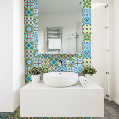 Sticker Mural Carrelage adhésif Cuisine Salle de Bain - 24 STICKERS CARRELAGES AZULEJOS SABRIENA - 24stickers15x15cm