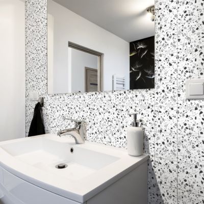Sticker Mural Carrelage adhésif Cuisine Salle de Bain - 24 STICKERS CARRELAGES TERRAZZO TAORMINA - 24stickers20x20cm