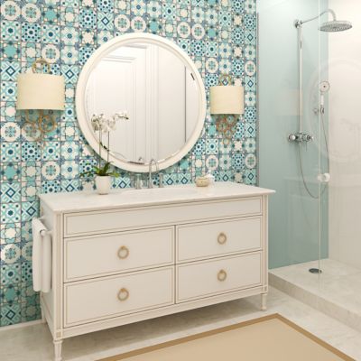 Sticker Mural Carrelage adhésif Cuisine Salle de Bain - 60 STICKERS CARRELAGES AZULEJOS VINCIANO - 60stickers15x15cm