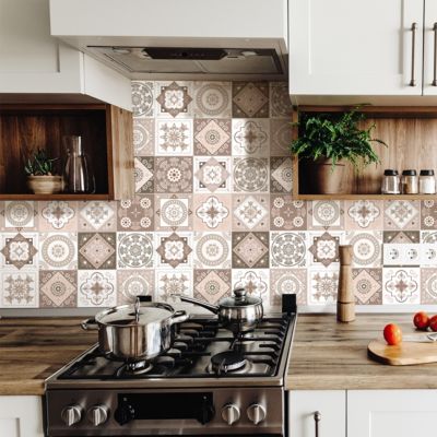 Sticker Mural Carrelage adhésif Cuisine Salle de Bain - 9 STICKERS CARREAUX DE CIMENT AZULEJOS ANIOLO - 9stickers10x10cm