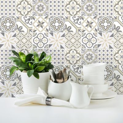 Sticker Mural Carrelage adhésif Cuisine Salle de Bain - 9 STICKERS CARREAUX DE CIMENT AZULEJOS ARLIONO - 9stickers10x10cm