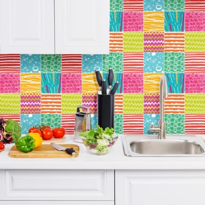 Sticker Mural Carrelage adhésif Cuisine Salle de Bain - 9 STICKERS CARREAUX DE CIMENT AZULEJOS BEGONA - 9stickers10x10cm